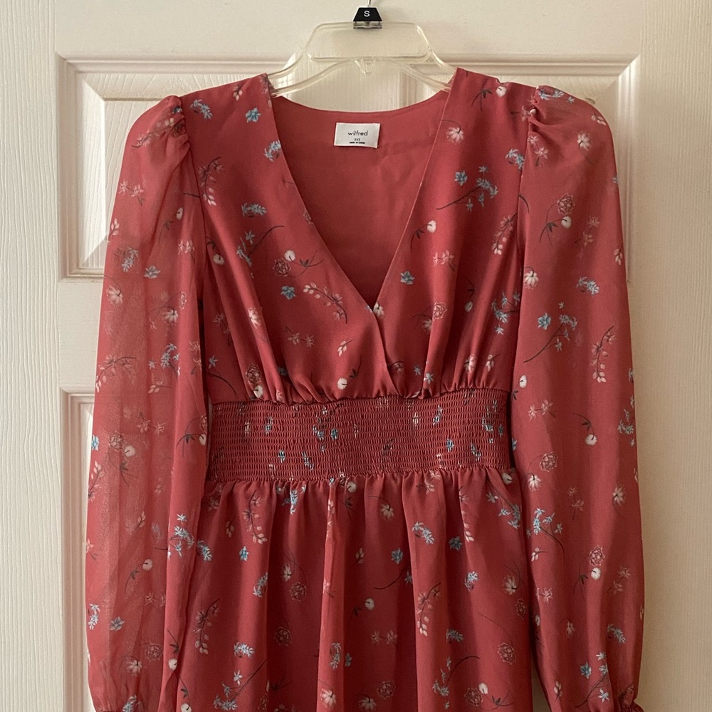 Aritzia Wilfred Wistful Red Floral Dress